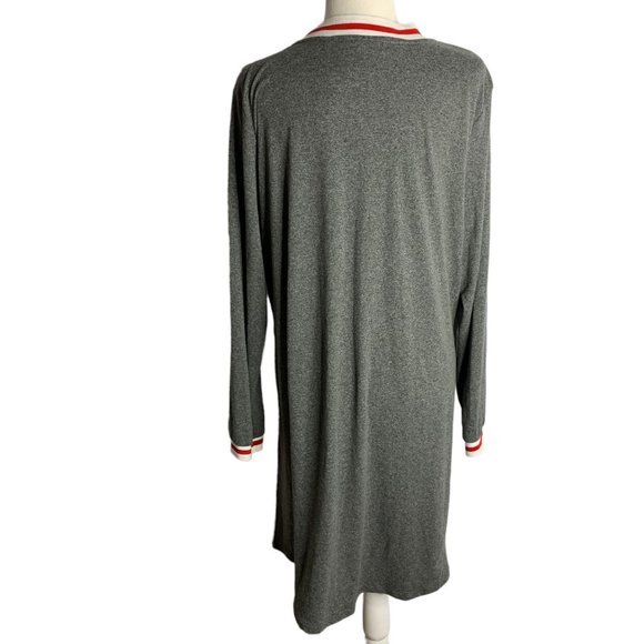 Vintage 90s Hot Kiss Sporty Athletic Dress 3XL Grey Long Sleeve Zip Knee Length - Picture 4 of 6